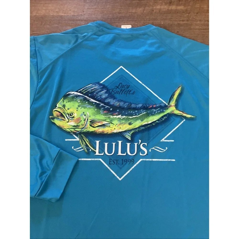 PARAGON Light Blue Men's Swim Rash Guard Lulu's N Myrtle Beach‎ SPF 50 Medium